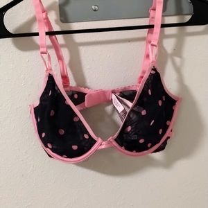 Victoria Secret Blue and Pink Polka Dot Underwire Bra